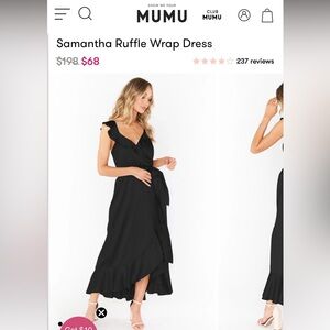 NWT - Show Me Your MUMU Samantha Ruffle Wrap Dress ~ Black Luxe Satin